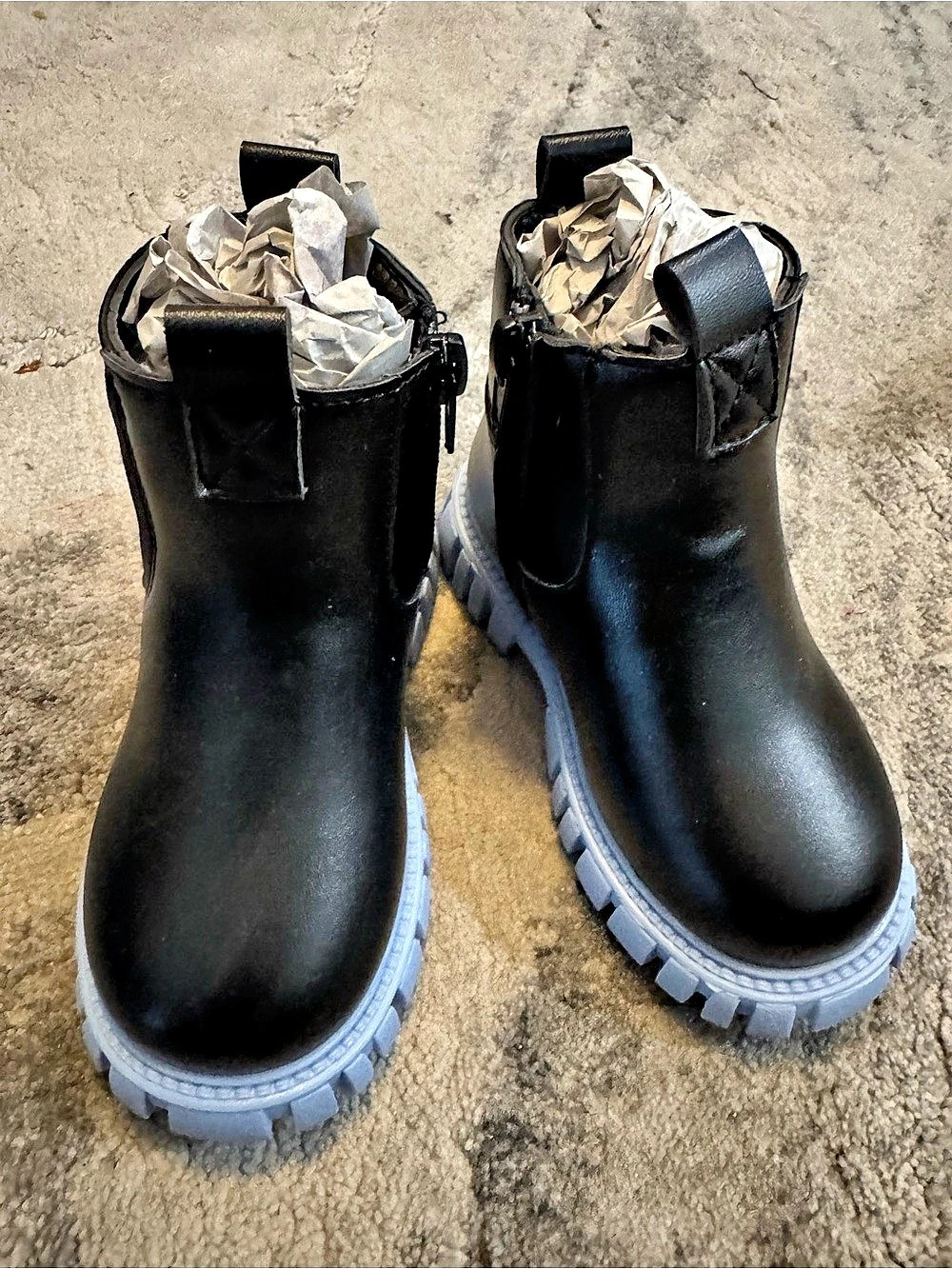 Fashion Nova Liara Black Lug Sole Ankle Boots Like New